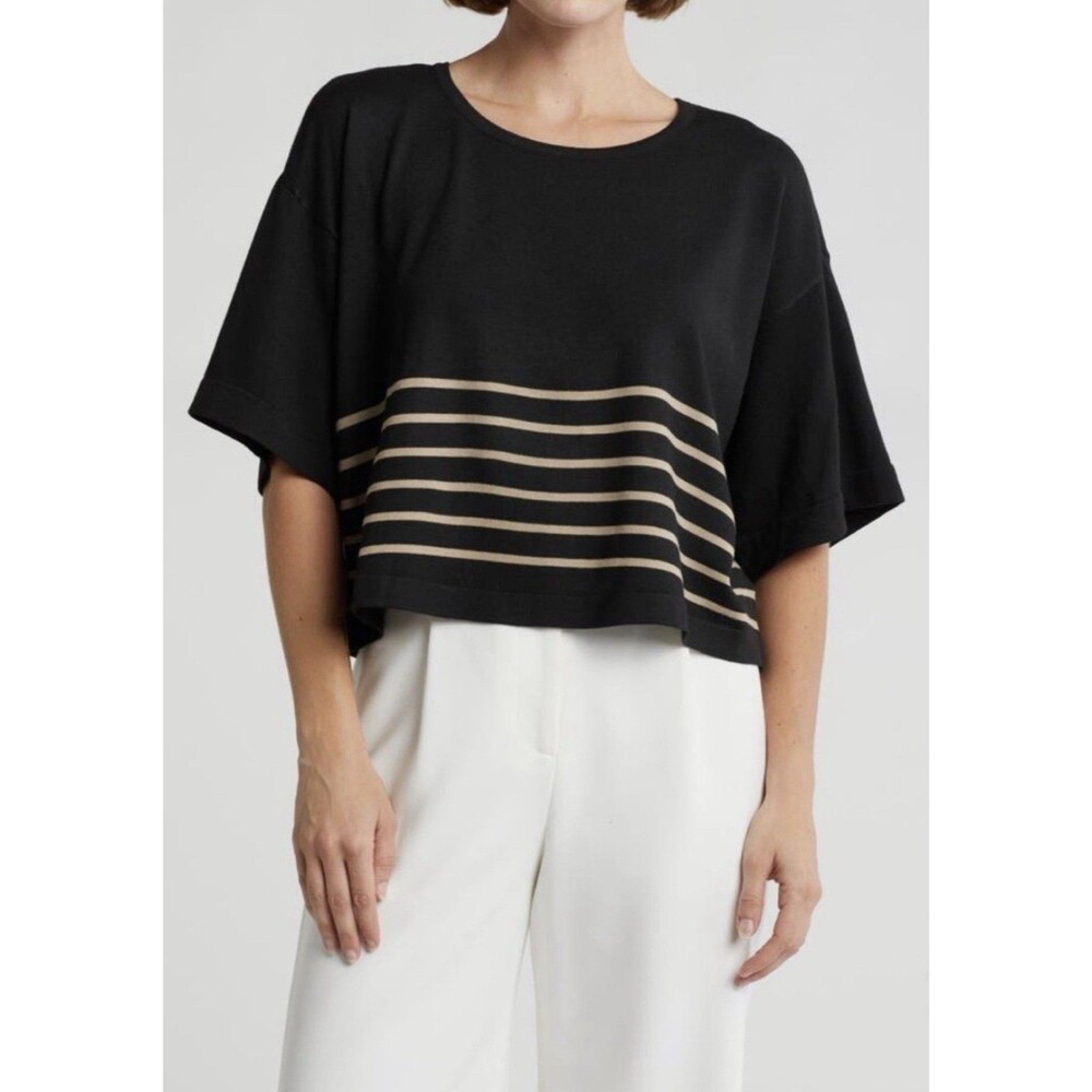 Halogen Nordstrom Crop Poncho Stripe Sweater Top Size M
